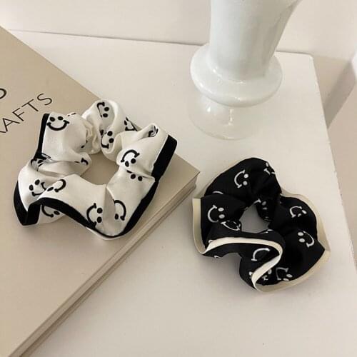 Cute Smile Print Scrunchies Hair Ties Rope Girls Ponytail Holders Vintage Rubber Band Elastic Hair Band Fashion Hair Accessories
