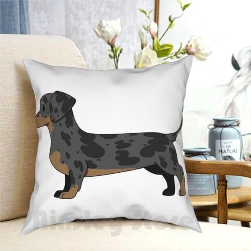 Silver Smooth Pillow Case Printed Home Soft Throw Pillow Silver Dachshund Dog Smooth Black Gray Pets Animals