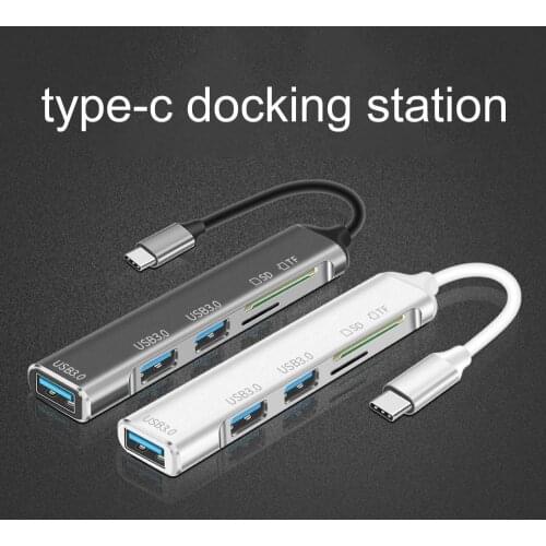 Type-C Cable Hub 5-in-1 With SD/TF Slot Data Transmission USB3.0 Expansion Dock for Laptop