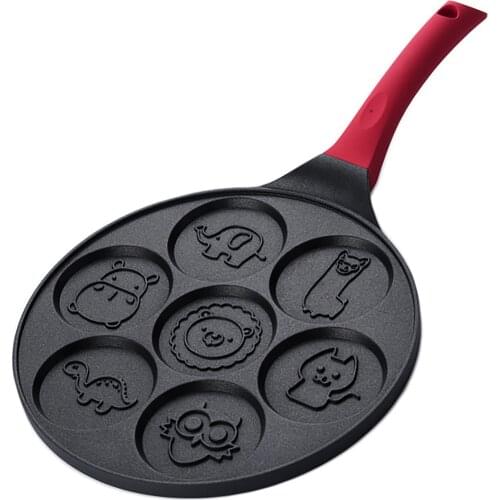 7 Hole Omelet Pan For Burger Eggs Ham Pancake Maker Animal Mold Frying Pot Non-stick Cooking Pot No Oil-Smoke Breakfast Maker