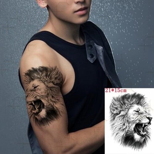 Waterproof Temporary Tattoo Sticker Beast Lion Polar Bear Flash Tattos Bull Head Forest Wolf Body Art Arm Fake Tatoo Women Men
