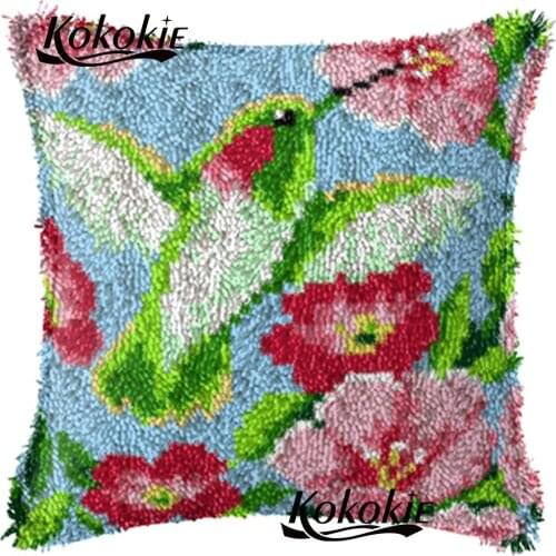 Crocheting Rug Yarn Pillowcase latch hook diy rug making kits Handicraft cross stitch throw pillow embroidery needlework sets