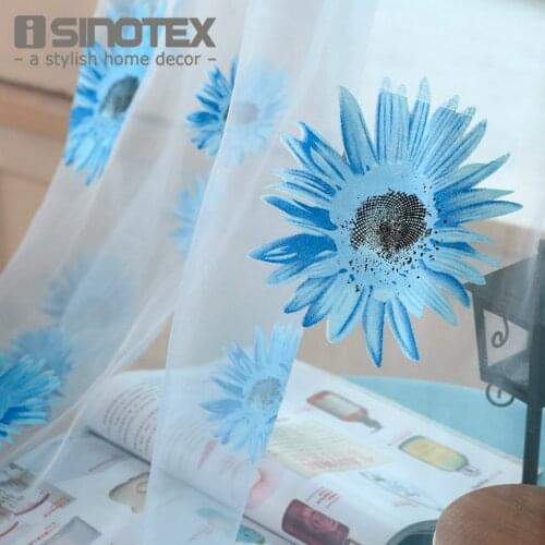 Window Curtain Floral Printed Tulle Voile Fabric For Home Living Room Screening Transparent Sheer 1PCS/Lot