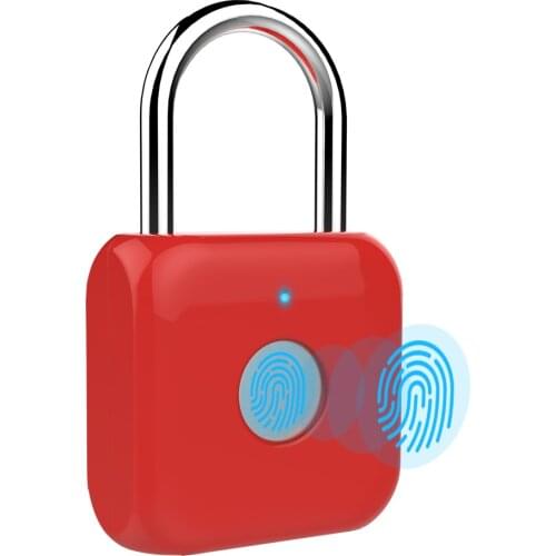 USB Charging Fingerprint Lock Smart Electric Lock Door Footprint padlock Locker Box Cabinet Drawer Security Padlock P8 Red lock