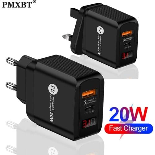 20W USB Type C Charger For iPhone12 11 Samsung Xiaomi Redmi Huawei PD 3.0 Mobile Phone Wall Fast Charging Adapter US EU UK Plug