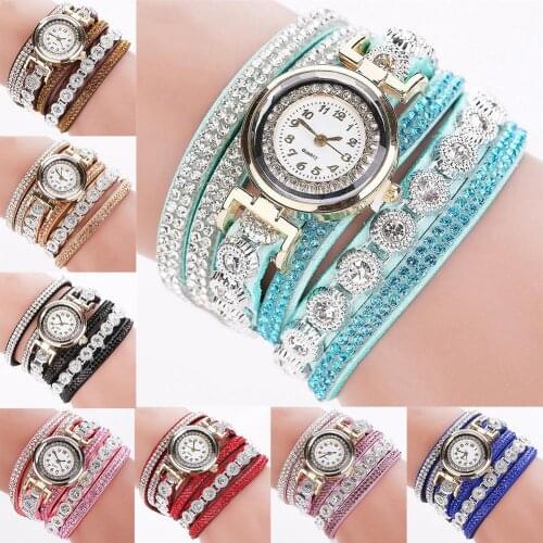 Vintage Lady Rhinestone Decor Round Dial Analog Quartz Wrist Watch Bracelet orologio donna horloges vrouwen Ladies Dress Watches