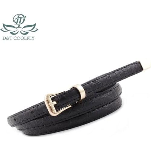 D&T Elelgant Dress Belt Womens Metal Pin Buckle PU Leather Material Dress Brand Designer Luxury High Quality Slender Lady Style