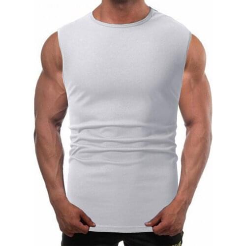 Sleeveless Summer Quick-Drying Fitness Vest Tops Breathable Soft Cotton Round Neck Sports Short-Sleeved Workout Tops for Men