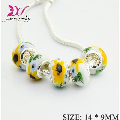 14mm 10pcs lots Big Hole Ceramics Charm Beads For European Bracelet Jewelry DIY piedras y cristales para manualidades TK008