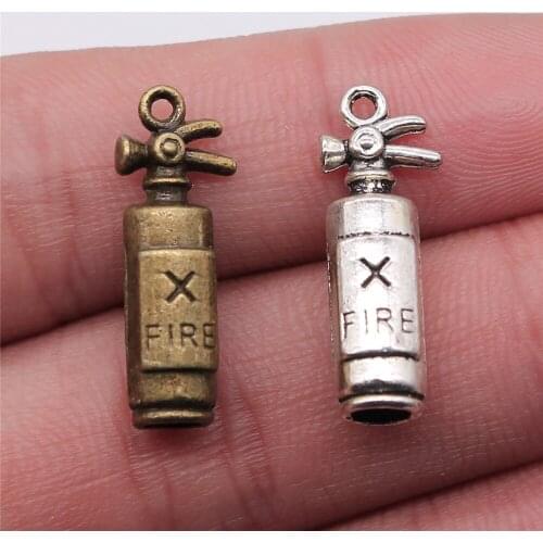 10pcs Charms Fire Extinguisher Fireman 23x6x6mm Antique Making Pendant Fit Vintage Tibetan Bronze Silver Color