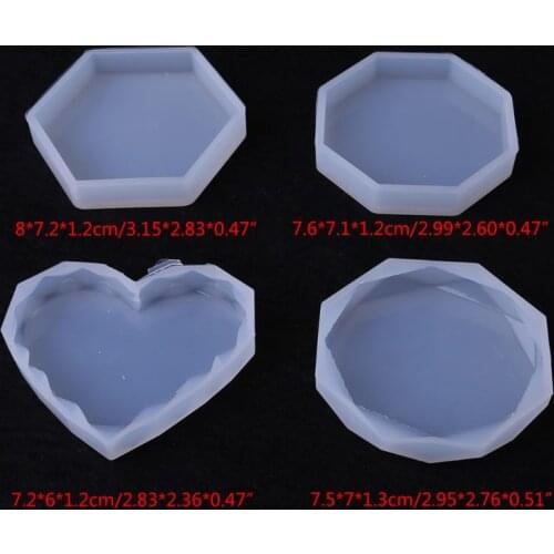 4 Pcs/set DIY Cup Pad Crystal Epoxy Mold Heart Rhombus Shape Coaster Molds Dried Flower Resin Decorative DIY Hand Crafts