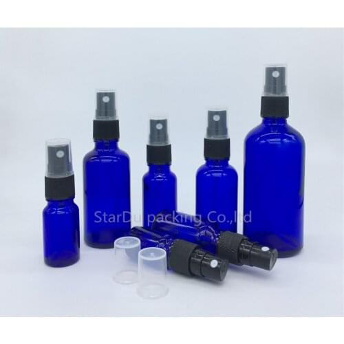 5ML 10ml 15ml 20ml 30ml/50ml/100ml blue glass bottle with Perfume sprayer, Essential Oil Spray Glass Bottle 100pcs