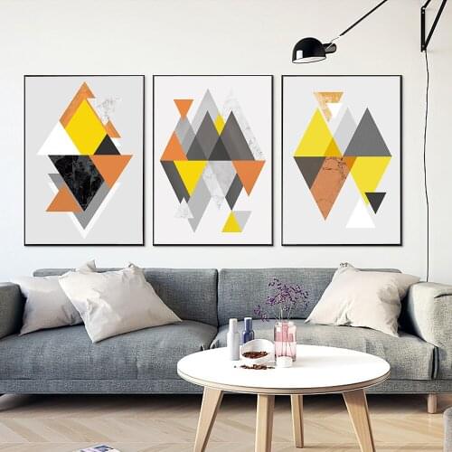 Abstract Yellow Orange Canvas Painting Geometric Posters And Print Wall Art Pictures For Living Room Bedroom Nordic Home Decor