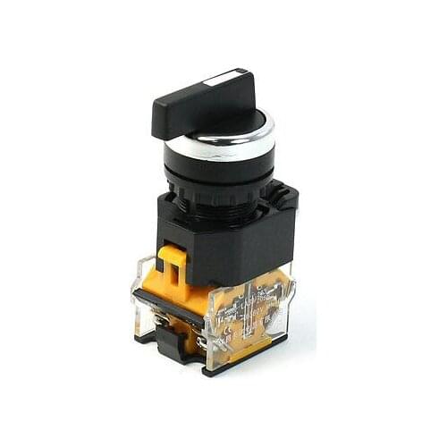 AC 380V 10A DPST 4-Terminal 3-Position Selector Self-Locking Button Switch