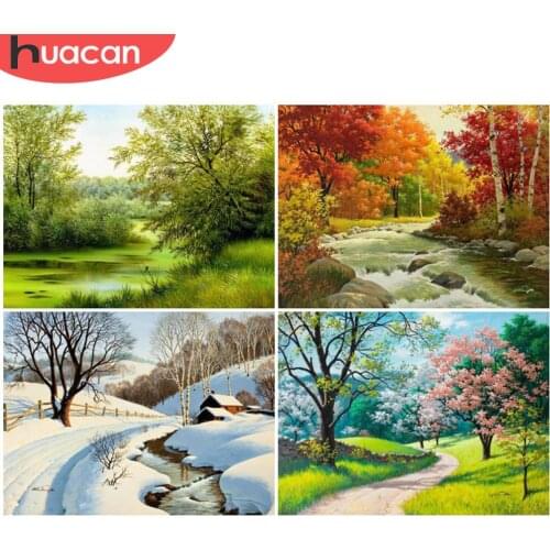 HUACAN Diamond Embroidery Four Seasons tree Diamond Painting Cross Stitch Mosaic Full Square Drill Rhinestone