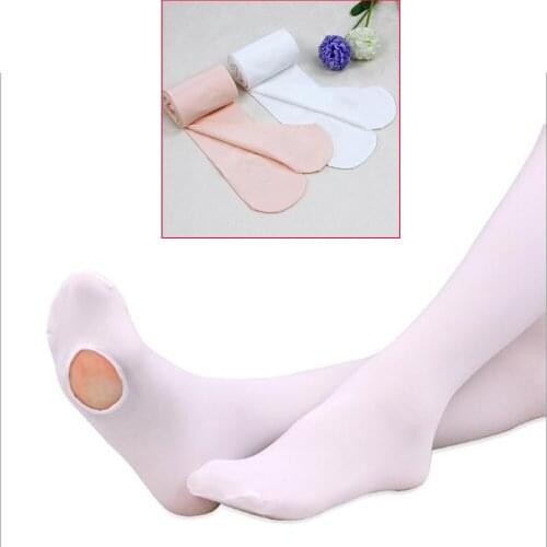 White Girls Ballet Dance Pantyhose Ballet Tights Velvet Triangle Crotch Digging holes Dancing Stocking for Stage Performance