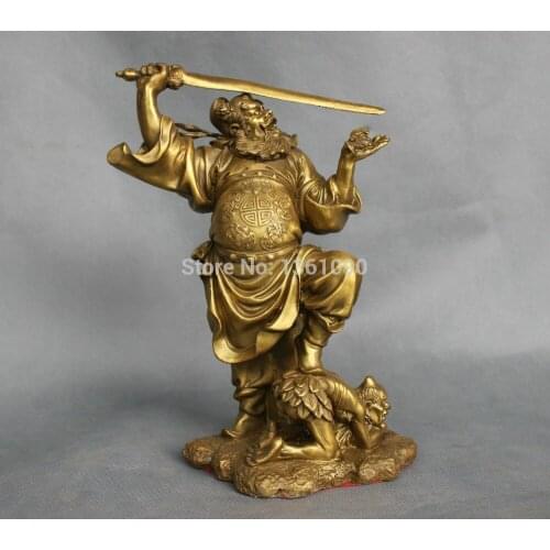 Free Shipping 10'' China Mythology The Exorcist Zhong Kui Slaughter Devil Bronze Statue