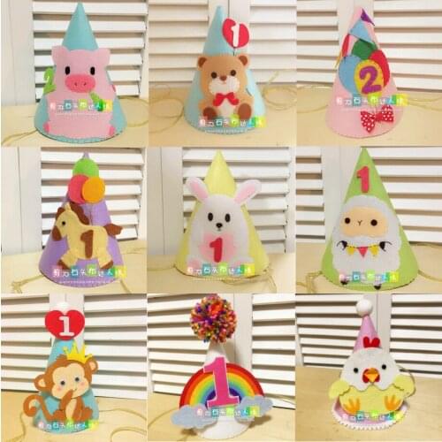 DIY baby birthday party hat Fabric Felt kit Non-woven cloth Craft DIY Sewing set Handwork Material DIY needlework supplies