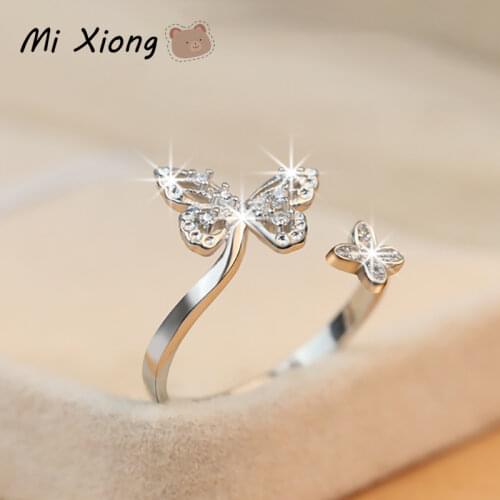Mi Xiong S925 sterling silver designer original unique butterfly exquisite diamond ladies ring exquisite sparkling noble jewelry