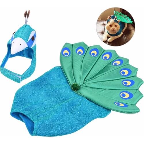 Pet Clothes Halloween Costume Peacock Style Jacket Comfortable Pet Coat Adorable Pet Costume with Head Shape Hats Pet Products