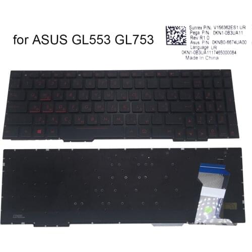GL553 RU gaming Keyboard backlit For ASUS Rog GL553VW GL553V GL553VE GL753VW Russian Keyboards laptop sales parts 0KNB0 6674UA00