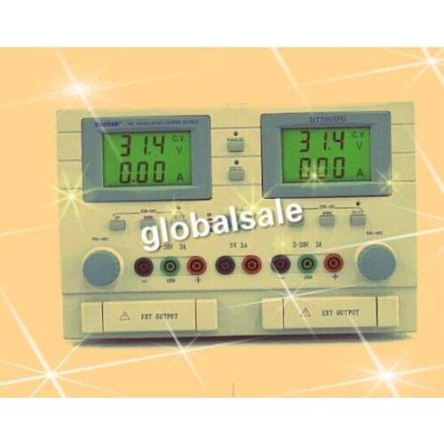 HANTEK HT3005PG 3CH Ajustable DC Power Supply Output: DCV 0-30Vx2, 5V DCA 0-5Ax2, 3A Input: 110/220V 50Hz