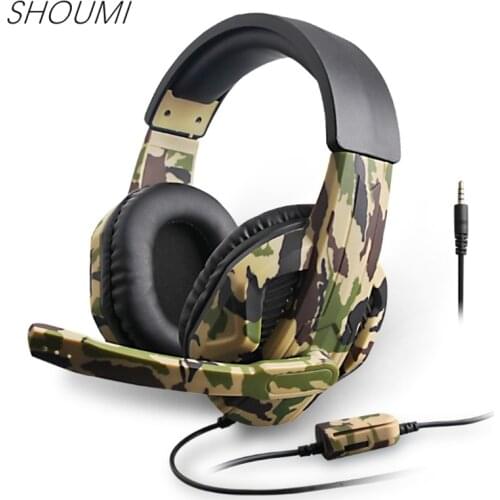 Shoumi Camouflage Gaming Headset Professional Gamer Stereo New Head-mounted Headphone Computer Earphones for PS4 PS3 Xbox Switch