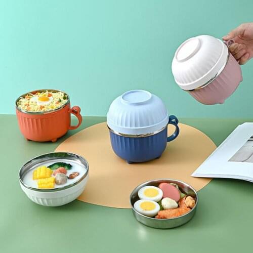 Insulated Stainless Steel Noodle Bowl Large Capacity Leak-Proof Food Container Rice /Soup Bowl Kitchen Gadget For Home