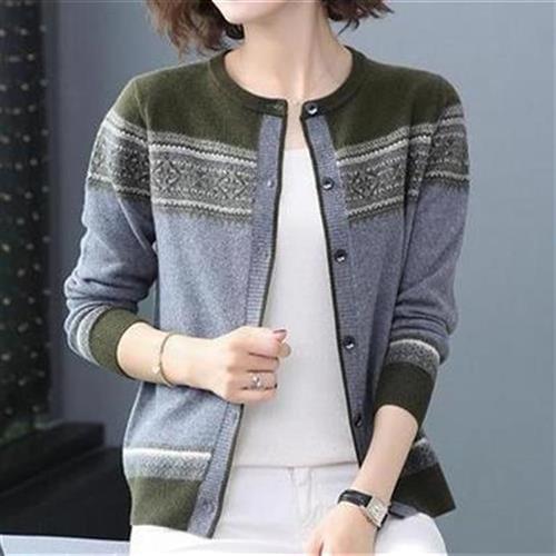 Sweater jacket womens autumn womens clothing new style 2v020 ethnic style clothes short long-sleeved shirt round neck knit