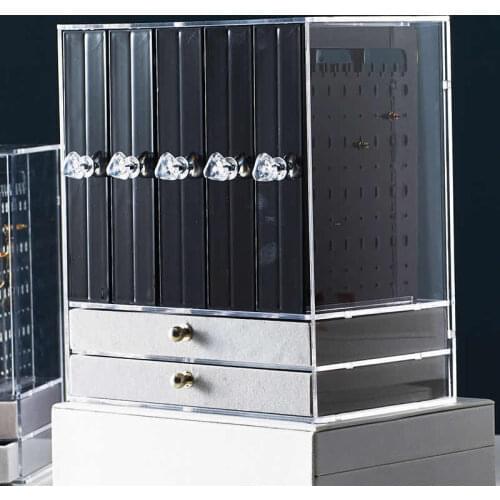 Multifunctional Jewelry Box Earrings Shelf Earrings Storage Box Transparent Display Box Korean Dustproof Princess Jewelry Rack