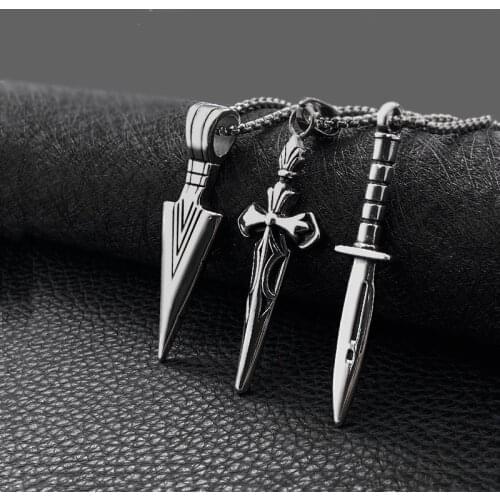 Fashion Titanium Steel Pendant Sword Shape Stainless Steel Cross Pendant Domineering Retro Punk Jewelry Hot Sale