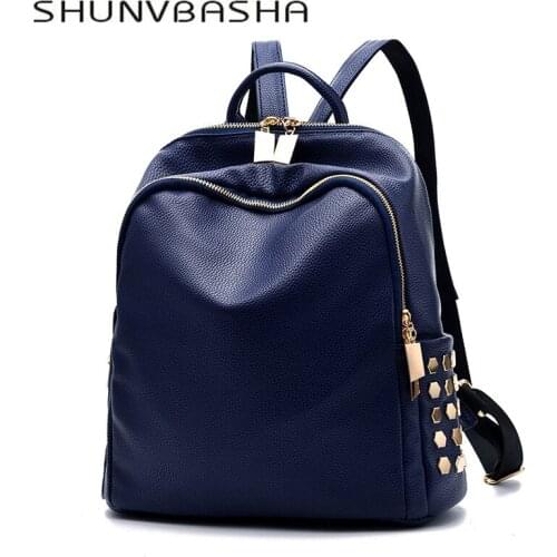 SHUNVBASHA Fashion Women Backpack High Quality Youth Leather Backpacks for Teenage Girls Female School Shoulder Bag Unisex