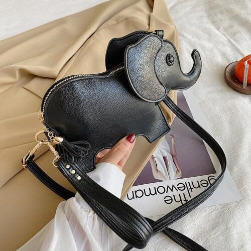 New Creative Funny Elephant Shape Shoudler Bag for Women Cartoon Crossbody Bag Mobile Phone Bag Handbag Purses Messenger Bag