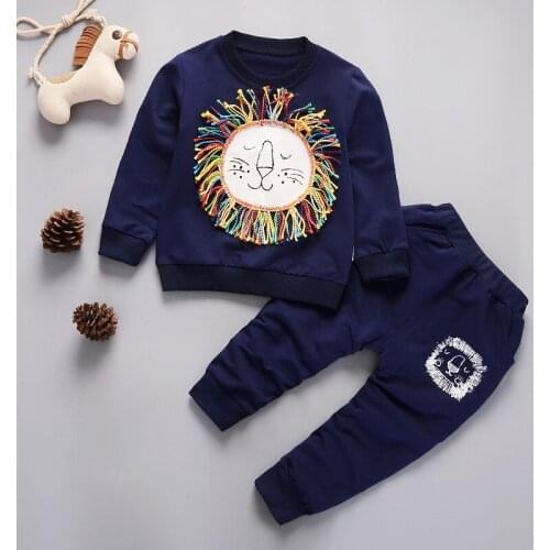 New Spring Casual Sportswear for Boys and Girls Two Sets of Autumn Long Sleeve Shirt+pant 0-5 Ages 4 Colors