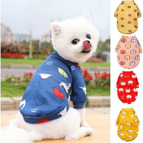 Cute Print Small Dog Hoodie Coat Autumn Winter Warm Cat Dog Clothes Cartoon Chihuahua Shih Tzu Sweatshirt Puppy Sweater Shirt