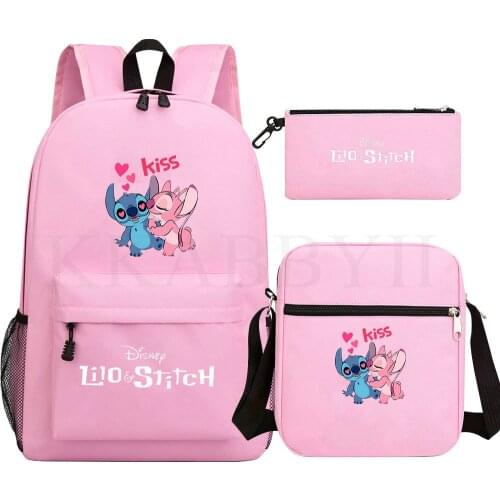Hot Stitch 3Pcs/Sets Backpack Cartoon Boys Girls New School Shoulder Bag Pencil Case Back to School Gift Daily Mochilas