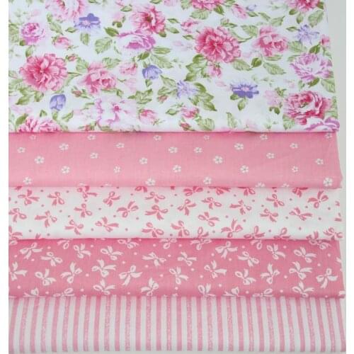 100% cotton twill cloth pink style pink purple flowers floral stripe bownot fabric for DIY kid bedding patchwork handwork decor