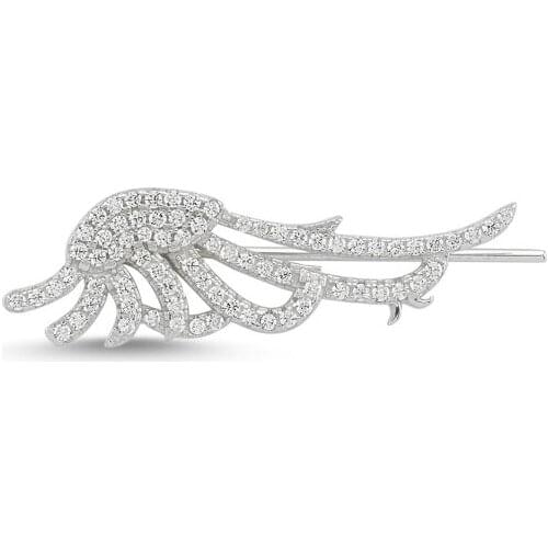 Silverlina Silver Zircon Wing Ear Cuff Earrings