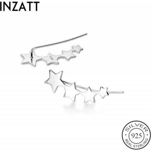 INZATT Real 925 Sterling Silver Minimalist Star Stud Earrings For Fashion Women Birthday Party Cute Fine Jewelry Accessories