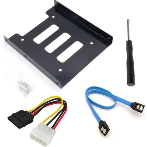 2.5" to 3.5" Internal SSD/HDD Metal Adapter Holder Sata Cable +4 Pin Power Cable