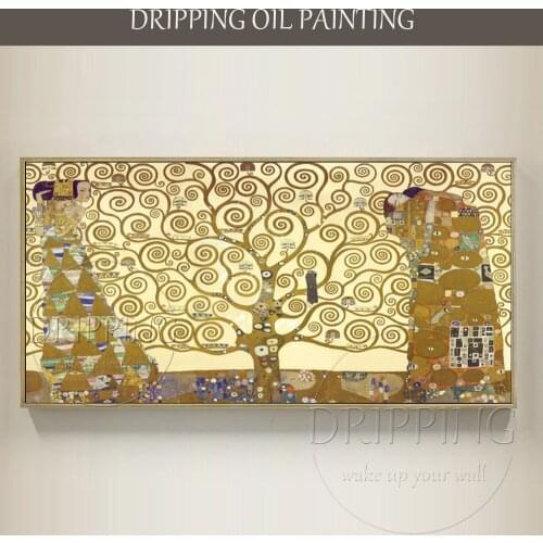 Top Artist Handmade High Quality Tree of Life Oil Painting Gustav Klimt Painting Reproduction Gustav Klimt Life Tree Painting