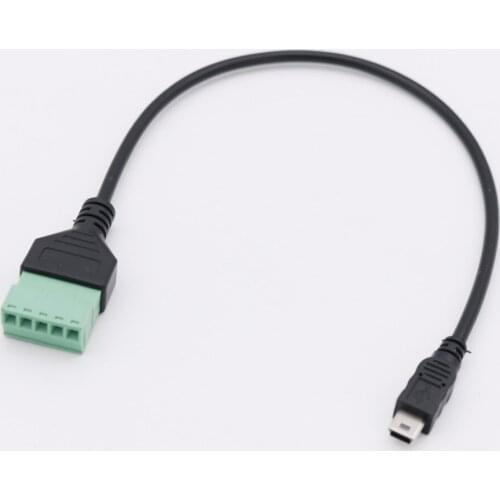 1pc Mini USB 2.0 Male to 5 Pin Screw Connector with Shield Solderless Terminal Plug Adapter Cable Cord 30cm/1ft