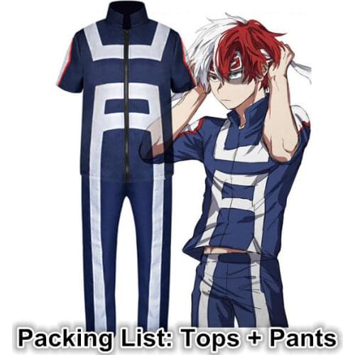 Anime Boku no Hero Academia Cosplay My Hero Academia Todoroki Katsuki Bakugou URARAKA Midoriya Lzuku Cosplay Top+Under+Wig