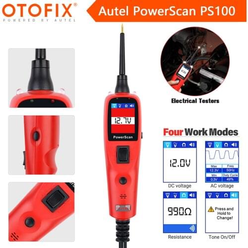 Autel OTOFIX PowerScan PS100 12V/24V Accurate Circuit Tester Probe Kit Electrical System Diagnostics Tool Check Circuitry