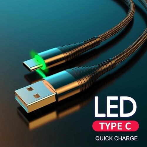 Quick Charge 3.0 USB Type-C Cable Suitable for Huawei P30 Samsung Note 9 Xiaomi Redmi Mobile Phone Fast Charging Data USB-C Wire