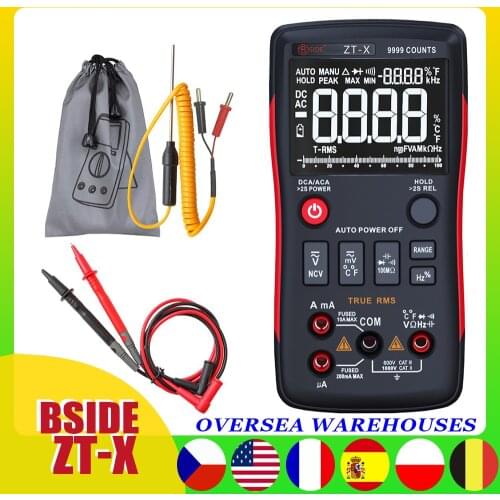 Digital Multimeter Tester 9999 BSIDE ZT-X Triple Display Temperature Voltmeter ACDC Voltage NCV Ohm Hz Diode Capacitance Tester
