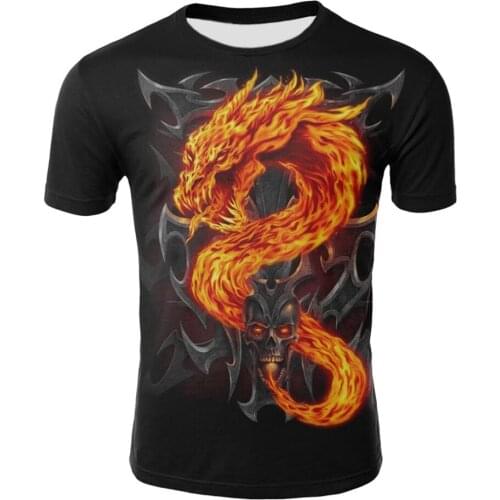 Children Harajuku Style 3D Printed T shirt Big Boy Girl 12-20Y Dragon Fire Skull Brand Design T-shirts Kids Cool Clothes Tshirts