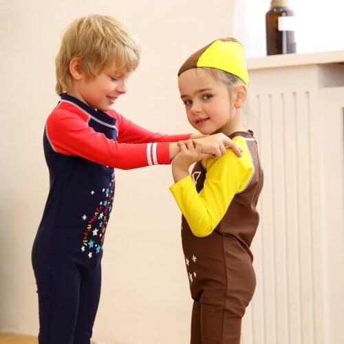 Kids UPF50+ One-piece Rash Guards with Swim Cap Sun UV Protection Swimsuit Dive Skin Body Suit Front Zip Long Sleeve Swimwear