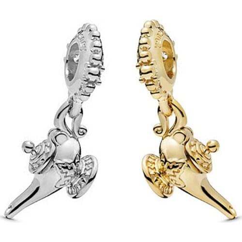 Disny Fit Original Pandora Charms Bracelet Anime Gold Silver Color Aladdin Magic Lamp Pendant DIY Jewelry for Women Bangle Beads