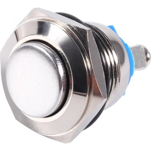 Engine start button ignition switch 12V 16mm Car Waterproof Momentary Metal Push Button ON OFF Horn Switch Silver car switch